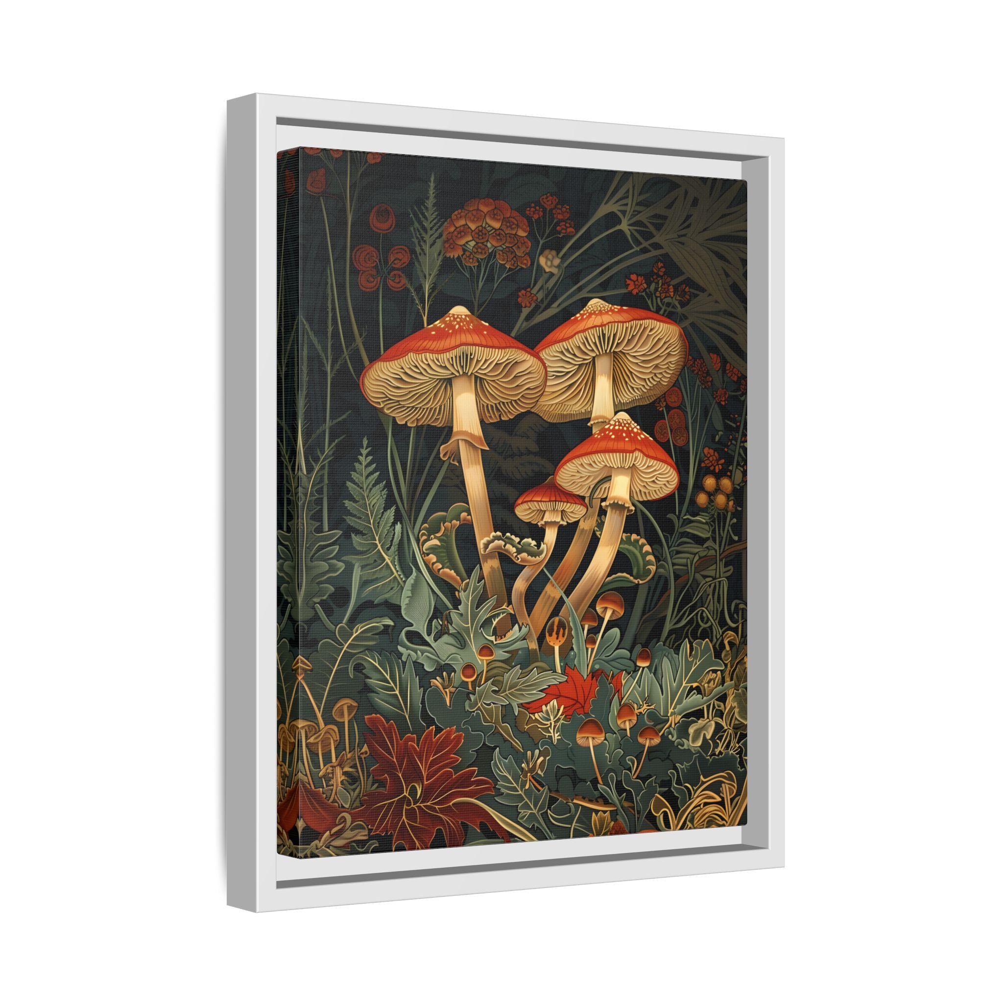Framed Canvas - Elegant Mushroom Reverie