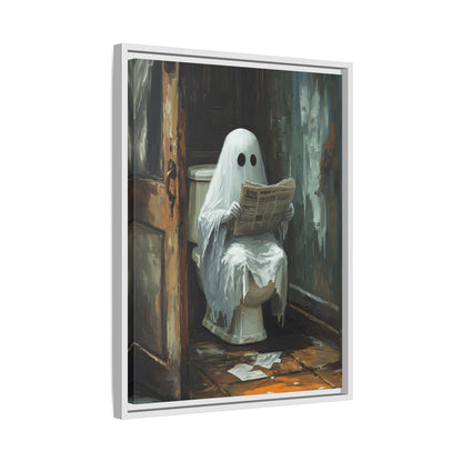 Framed Canvas - Ghostly Bathroom Break