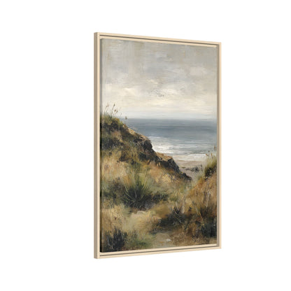 Framed Canvas - Misty Coastal Seascape
