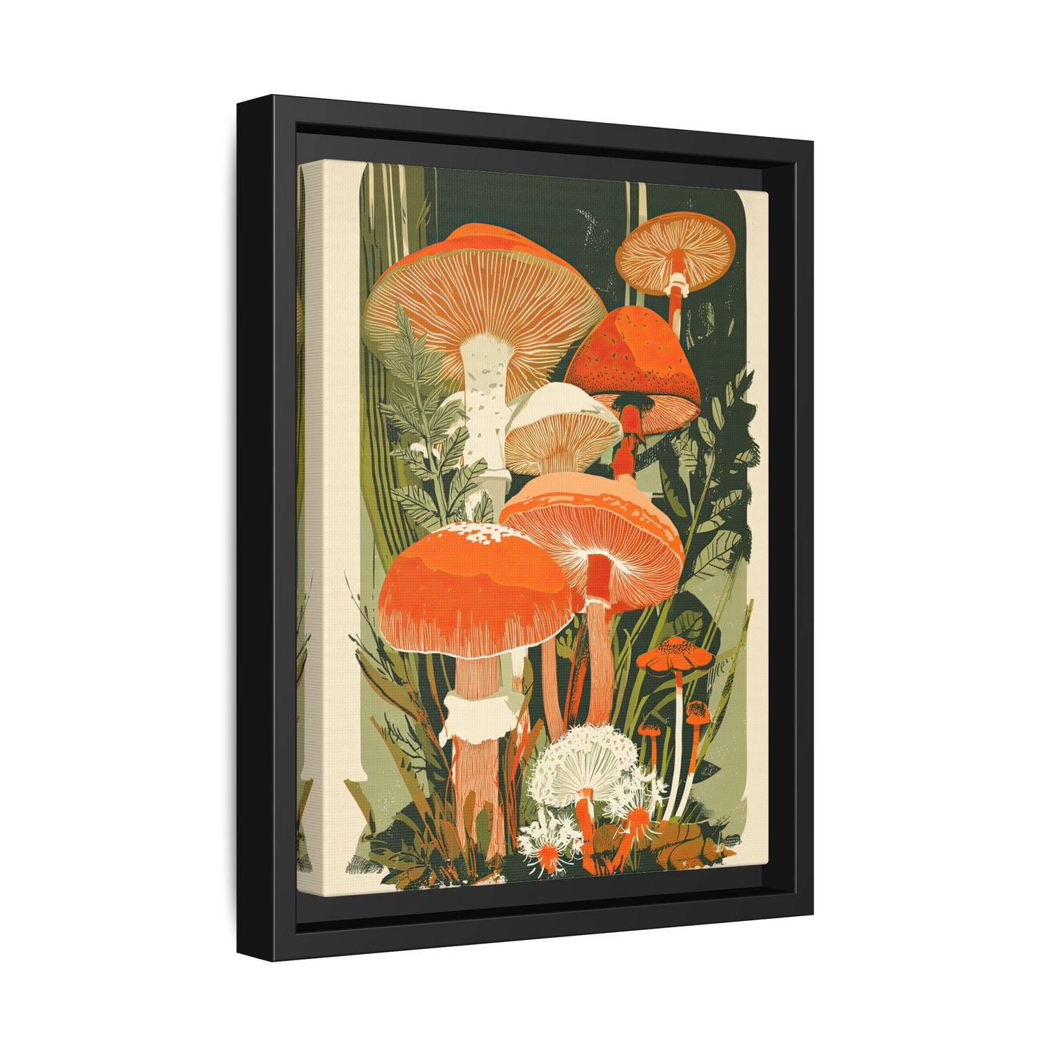 Framed Canvas - Groovy Woodland Mushrooms
