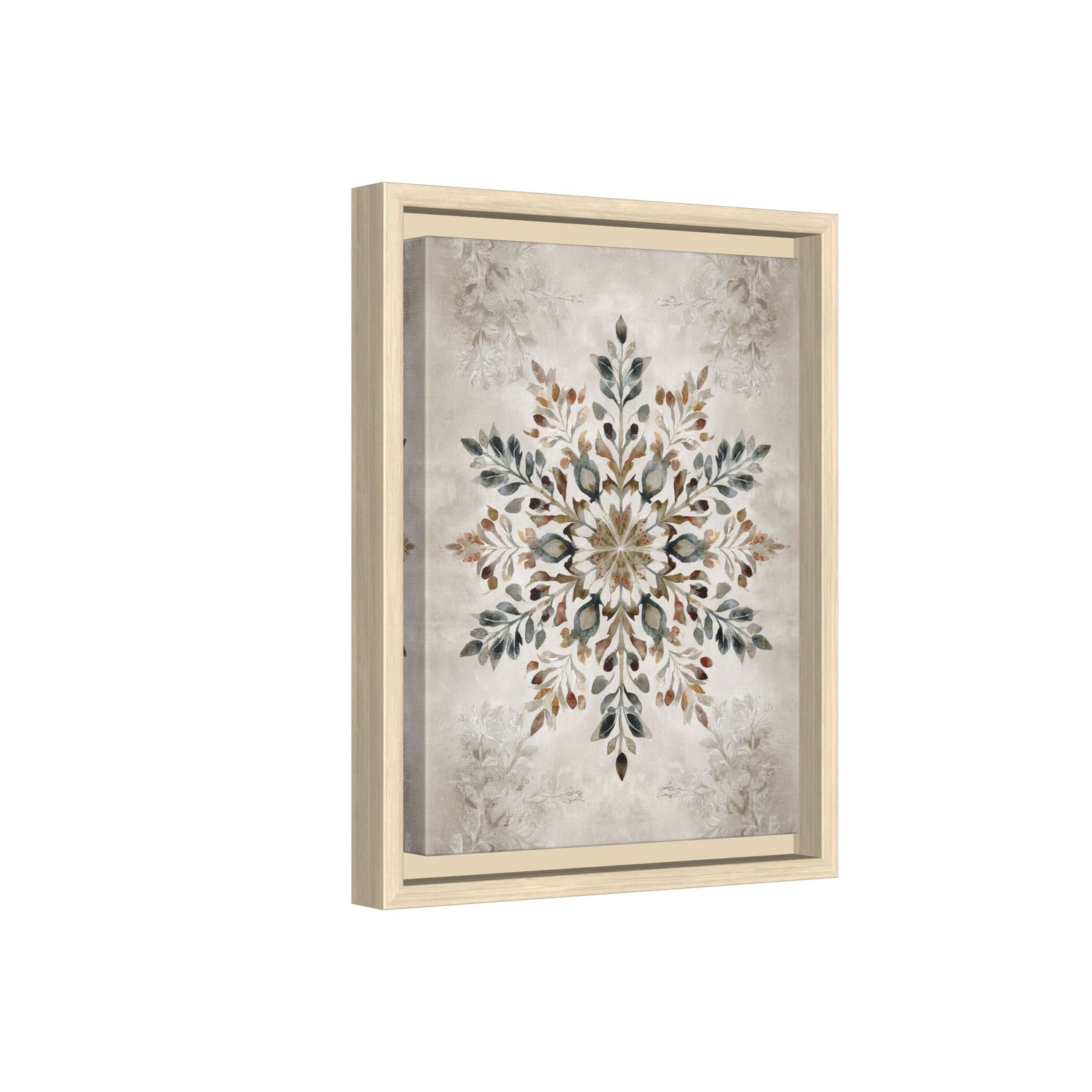 Framed Canvas - Nordic Botanical Snowflake
