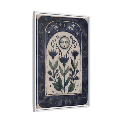 Framed Canvas - Moonlit Folk Bloom Dream