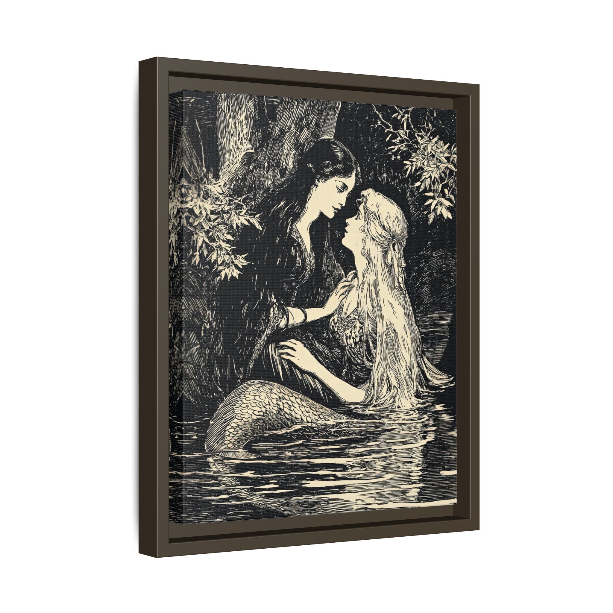 Framed Canvas - Mermaid Fairy Midnight Kiss
