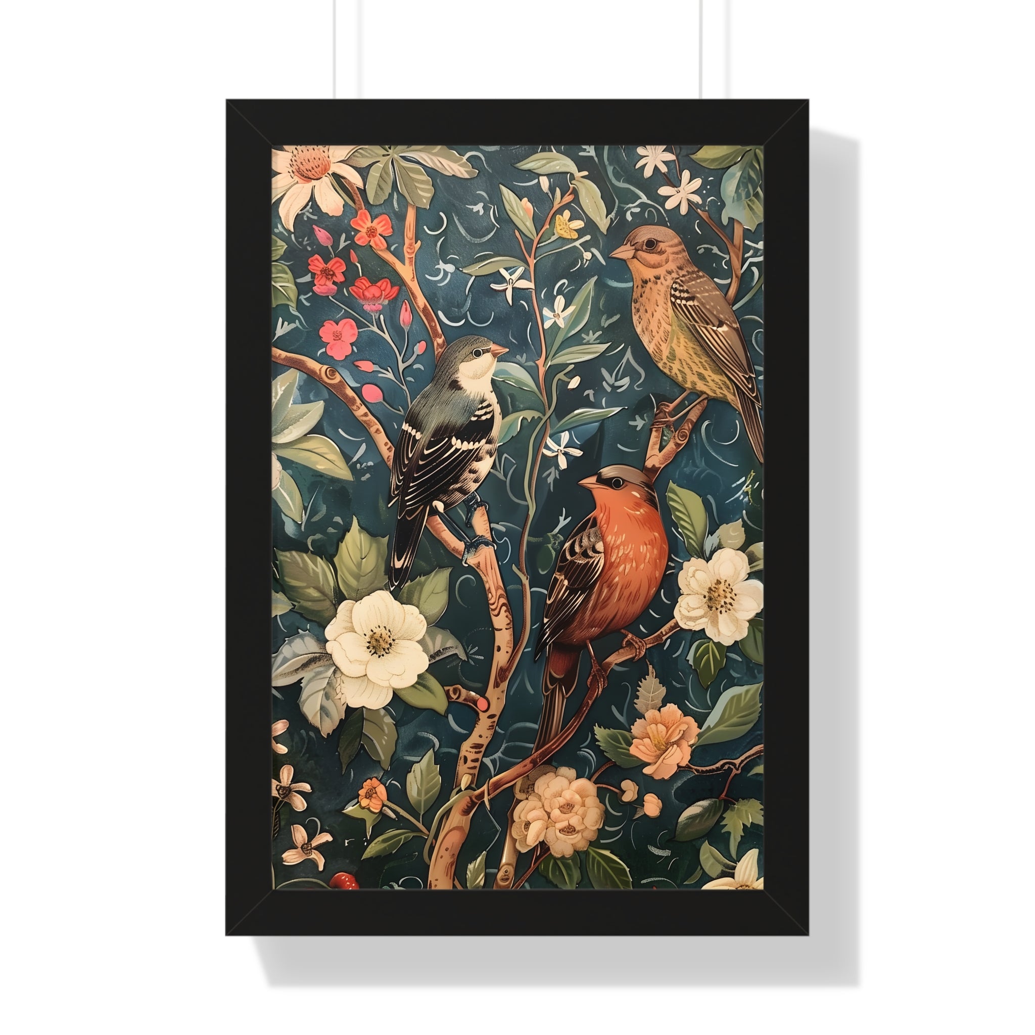 Framed Paper Print - Robin and Sparrow Symphony