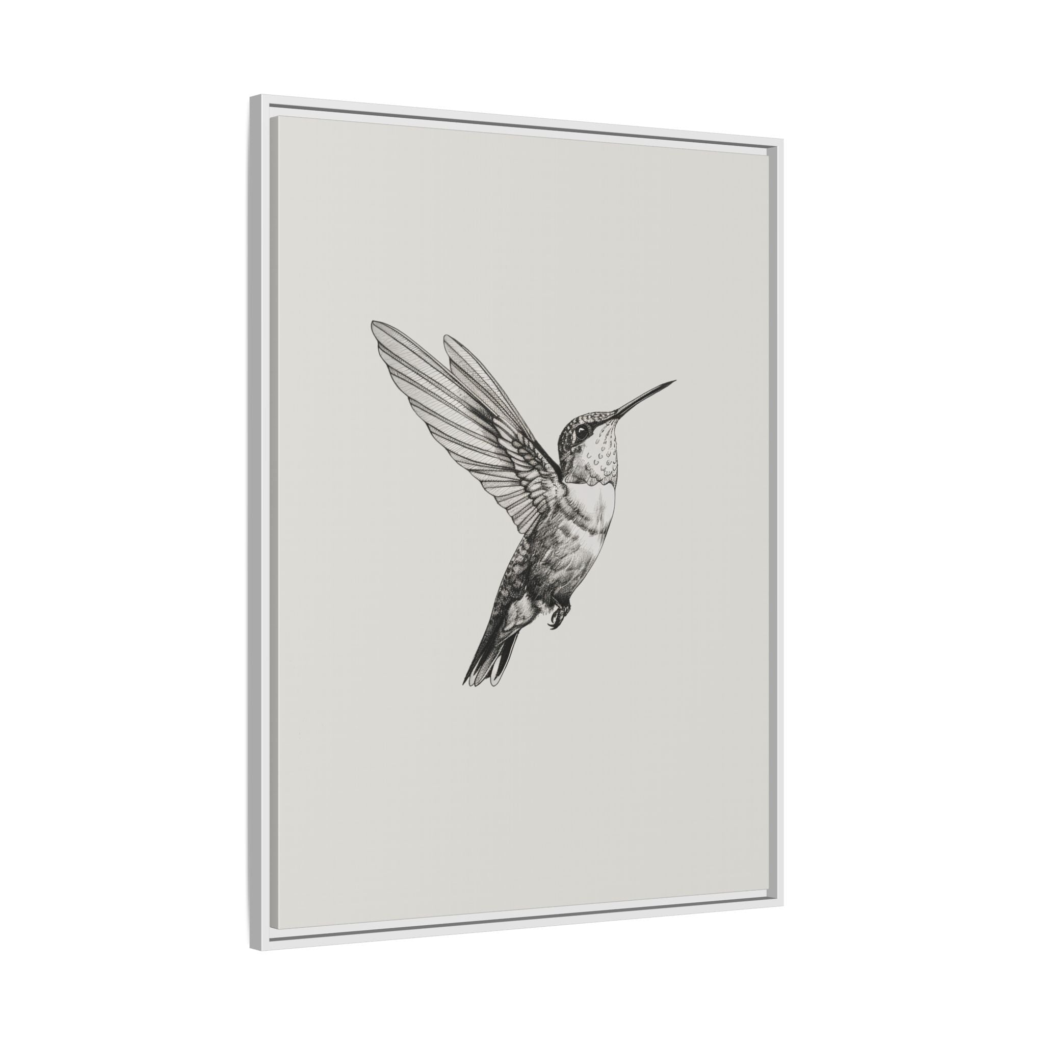 Framed Canvas - Flying Hummingbird Line Study