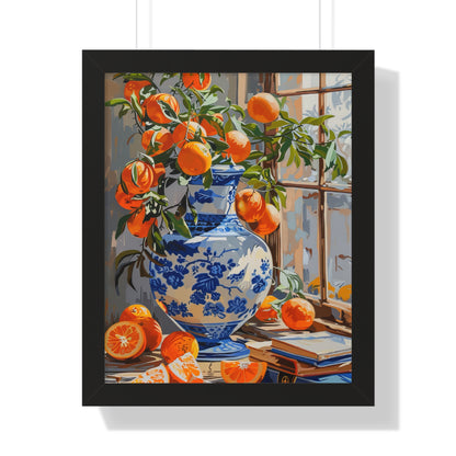 Framed Paper Print - Sunlit Citrus &amp; Porcelain