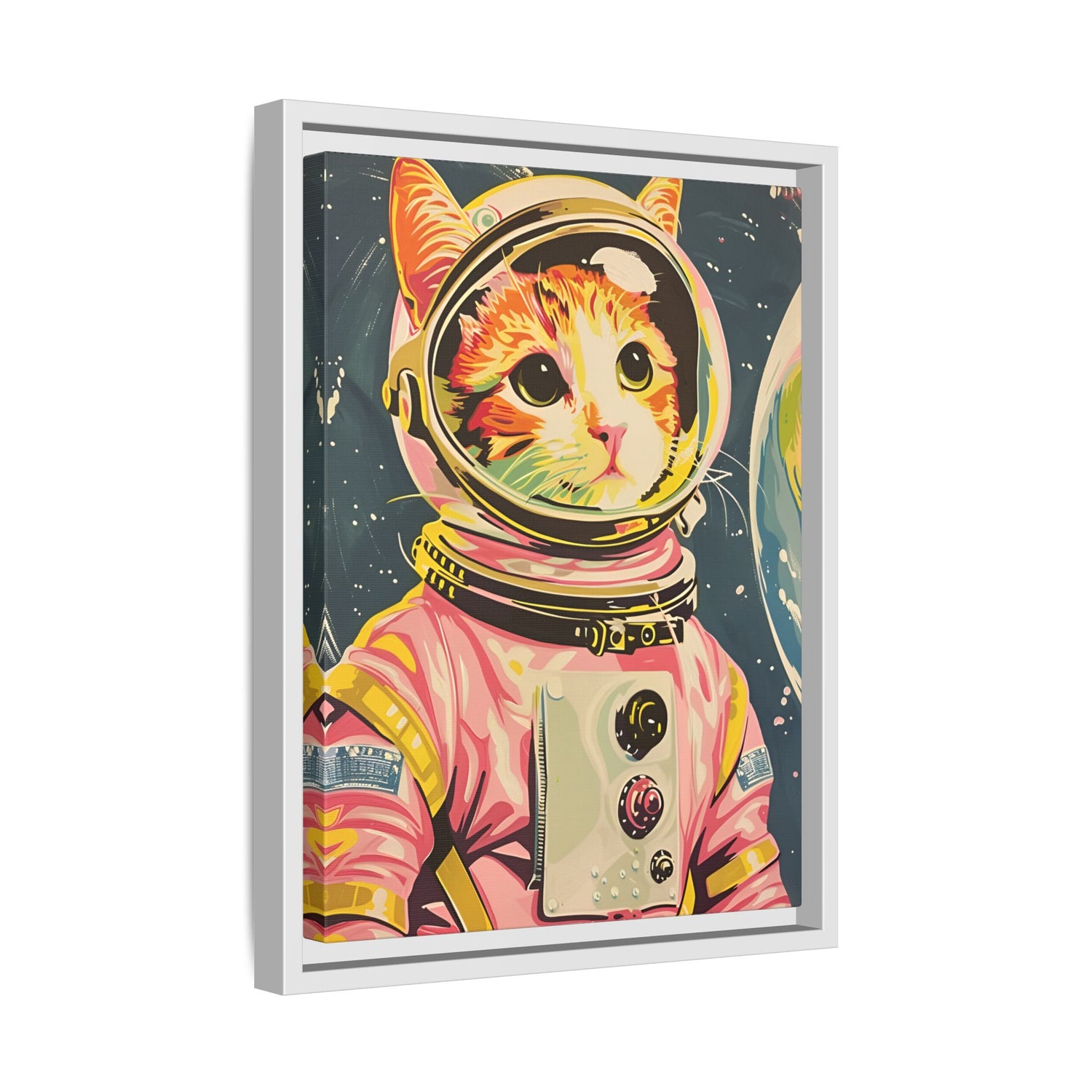Framed Canvas - Catstronaut Pink Mission