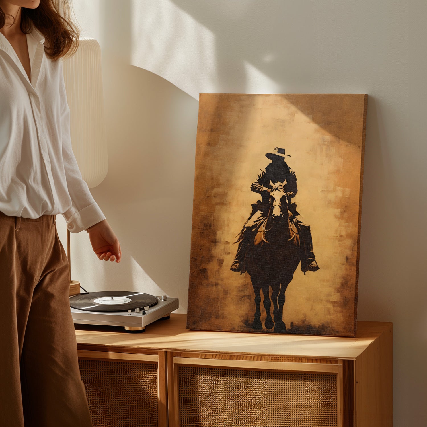 .75&quot; Matte Canvas - Cowboy Rider Silhouette