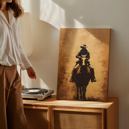 .75&quot; Matte Canvas - Cowboy Rider Silhouette