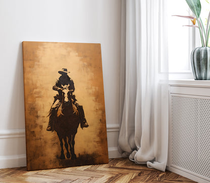 .75&quot; Matte Canvas - Cowboy Rider Silhouette