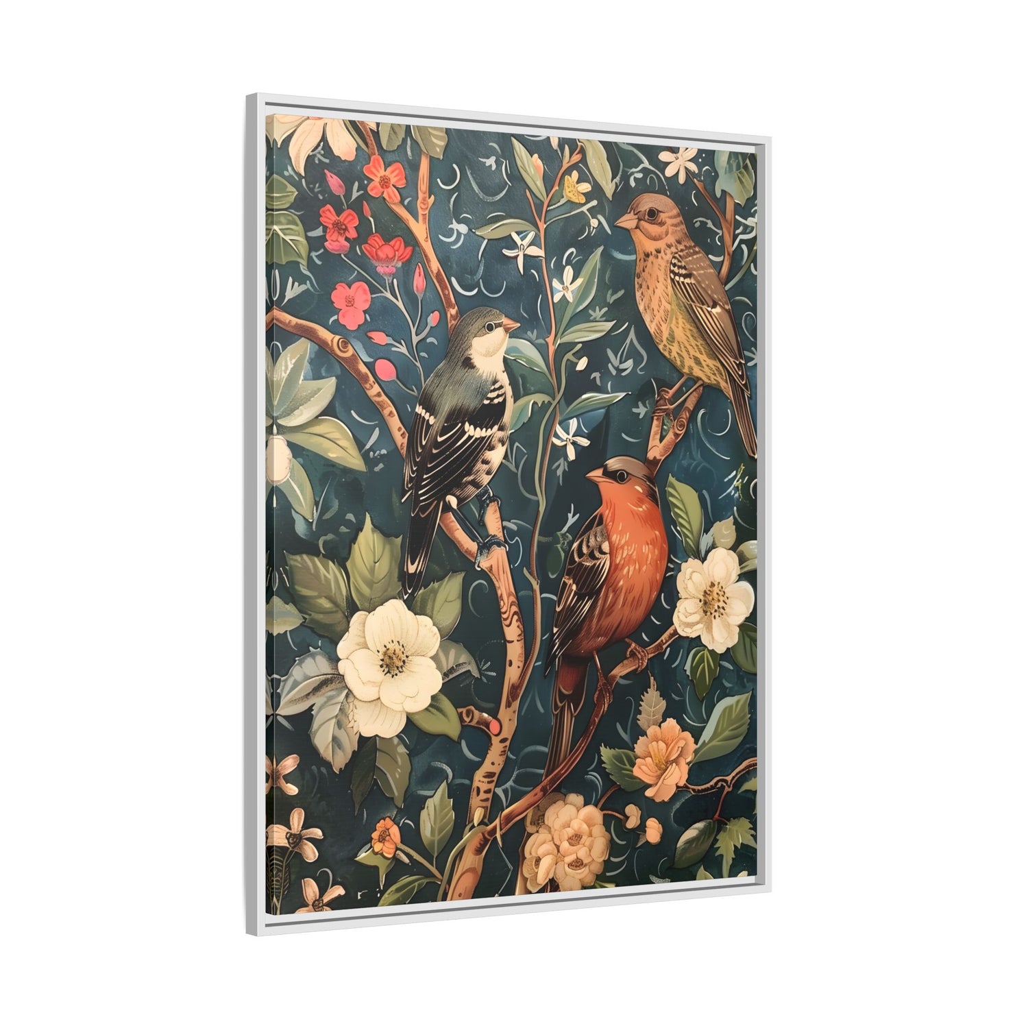 Framed Canvas - Robin and Sparrow Symphony