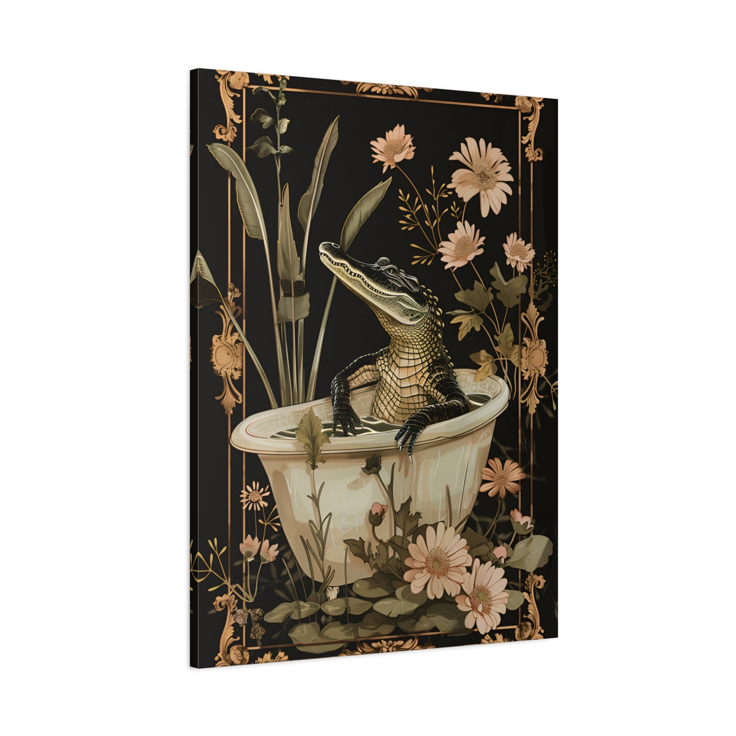 1.25" Matte Canvas - Crocodile in Bloom Bath Bliss