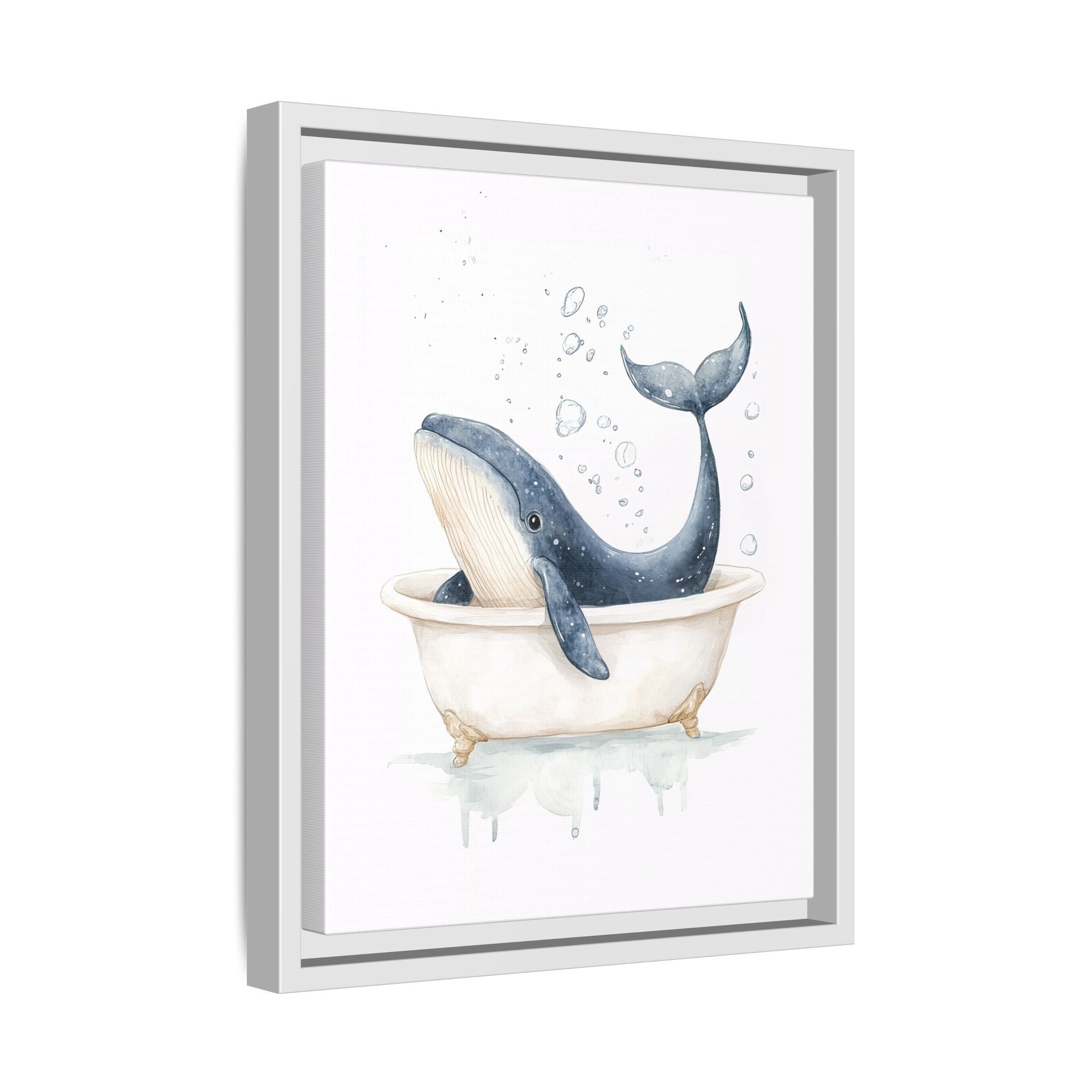 Framed Canvas - Whale Tub Bubble Splash