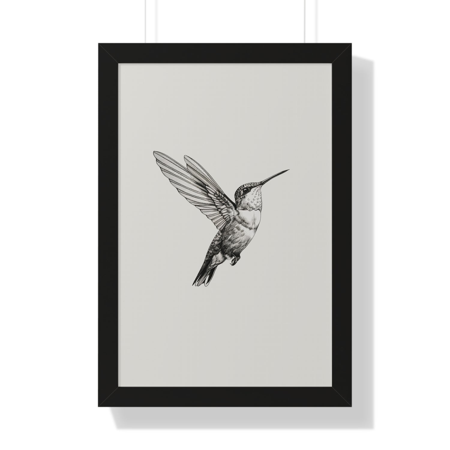 Framed Paper Print - Flying Hummingbird Line Study
