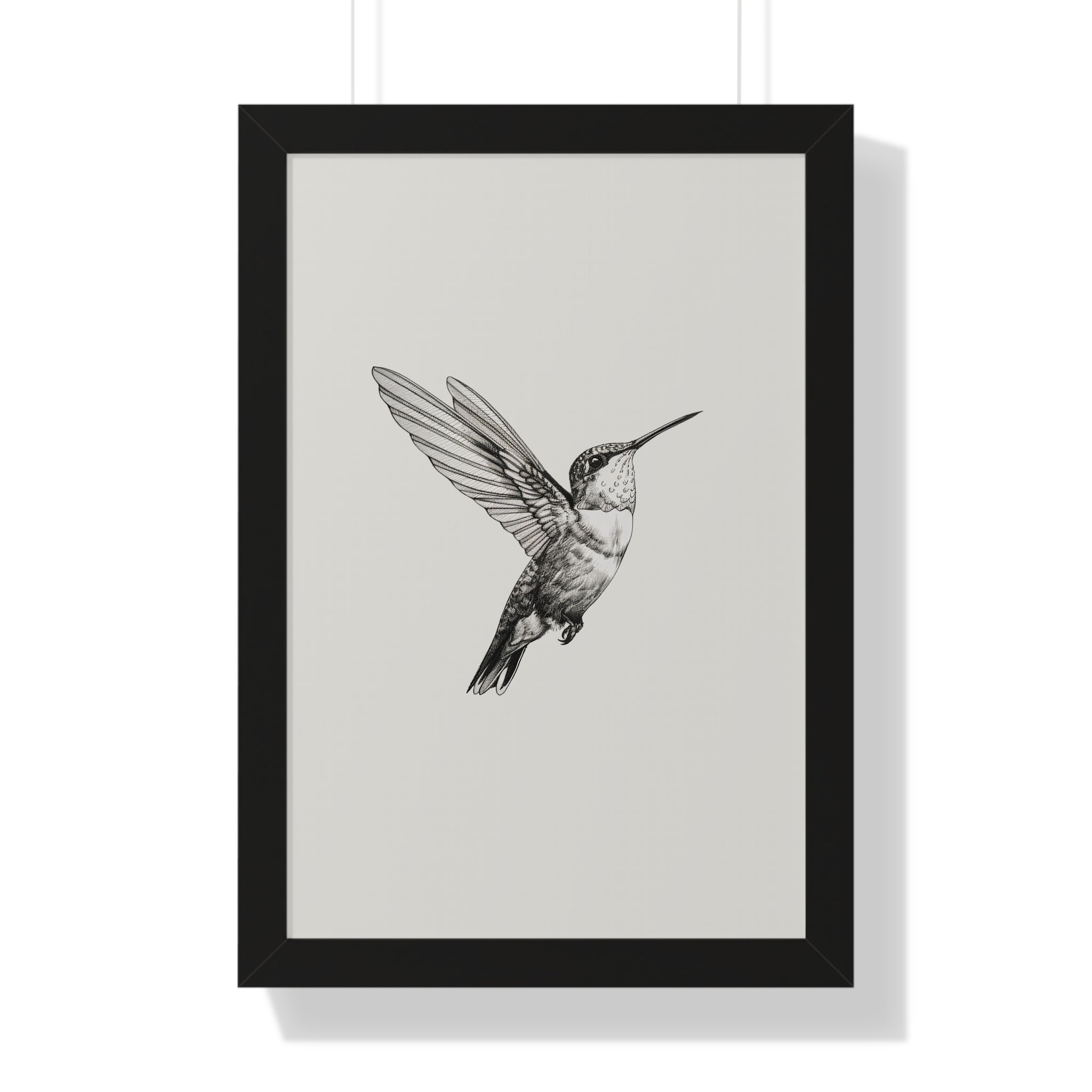 Framed Paper Print - Flying Hummingbird Line Study