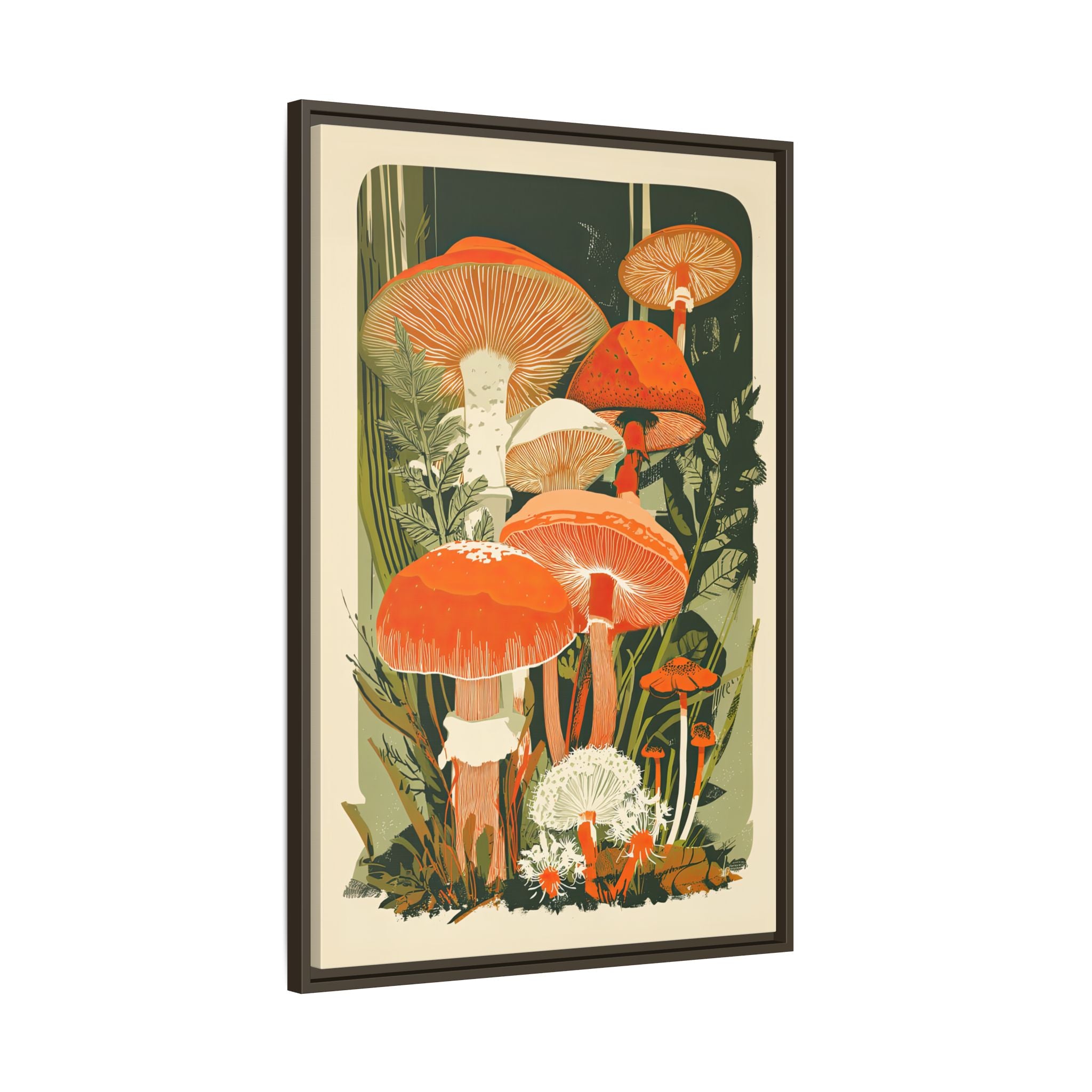 Framed Canvas - Groovy Woodland Mushrooms