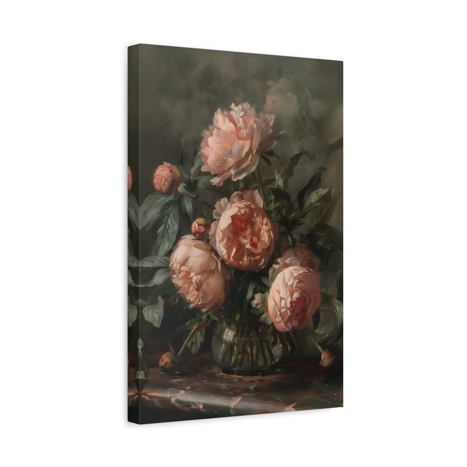 1.25" Matte Canvas - Vintage Blush Peony Bouquet