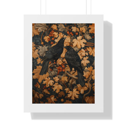 Framed Paper Print - Autumn Rooks in Golden Leaves