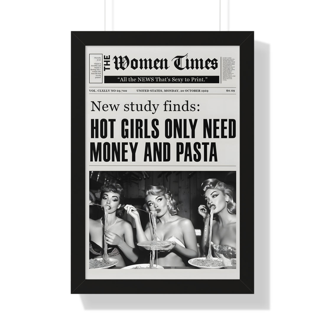 Framed Paper Print - Retro Pasta Gazette
