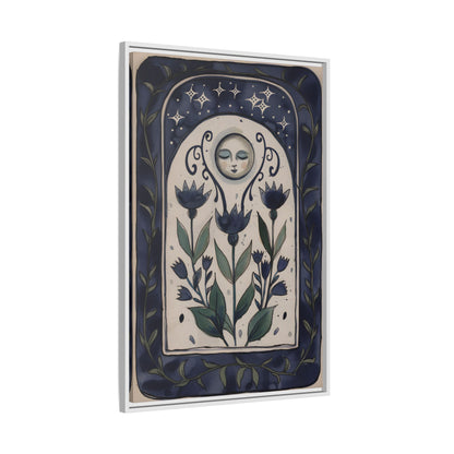 Framed Canvas - Moonlit Folk Bloom Dream