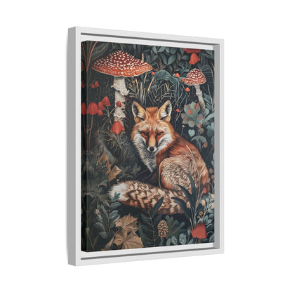 Framed Canvas - Forest Fox with Mushrooms