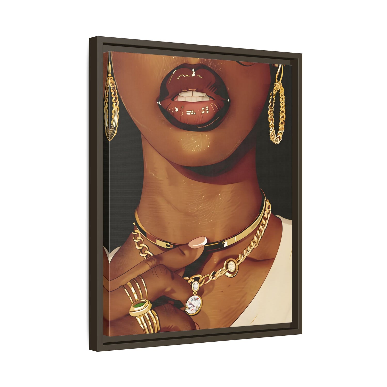 Framed Canvas - Golden Luxe Confidence Portrait