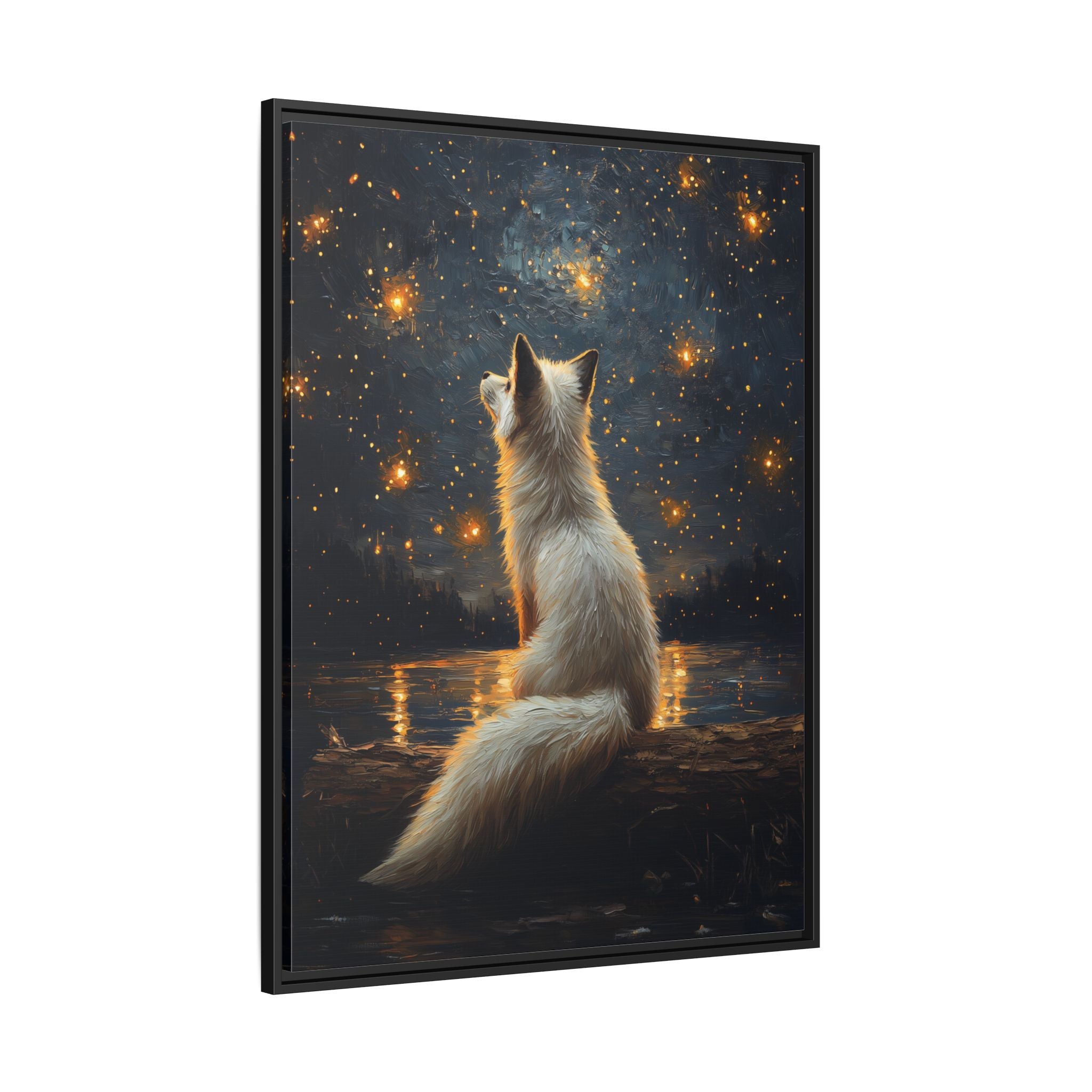 Framed Canvas - Stargazing Fox Reverie