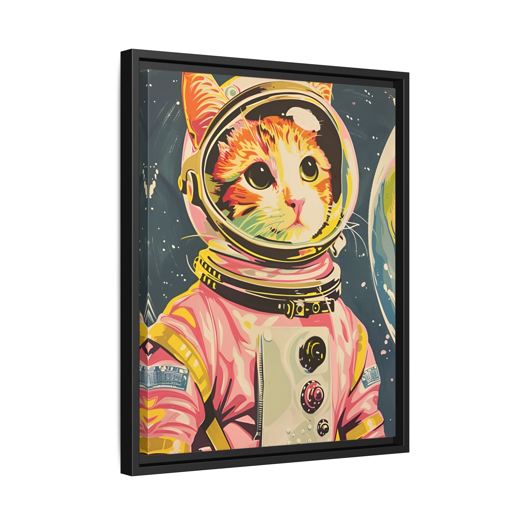Framed Canvas - Catstronaut Pink Mission