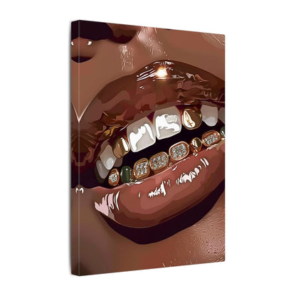 .75" Matte Canvas - Golden Grill Smile