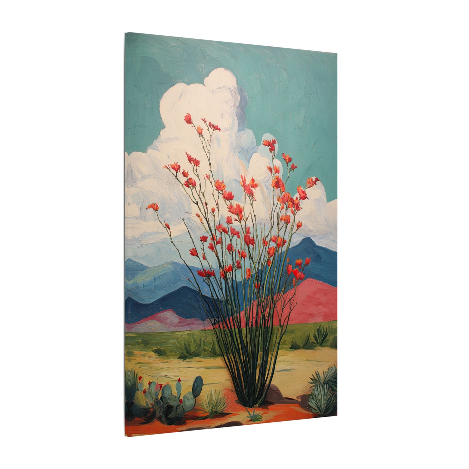.75" Matte Canvas - Ocotillo Cactus Desert Bloom