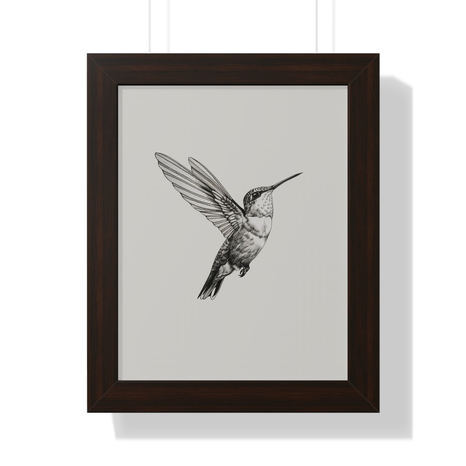 Framed Paper Print - Flying Hummingbird Line Study