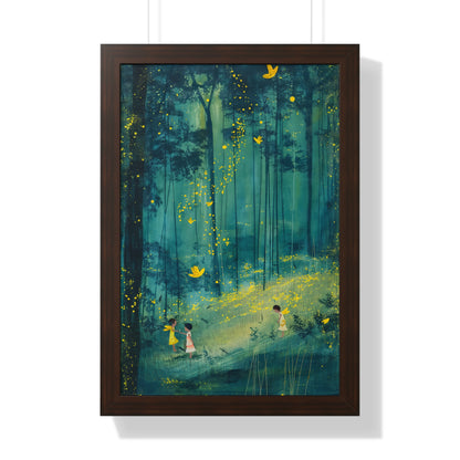 Framed Paper Print - Enchanted Firefly Forest