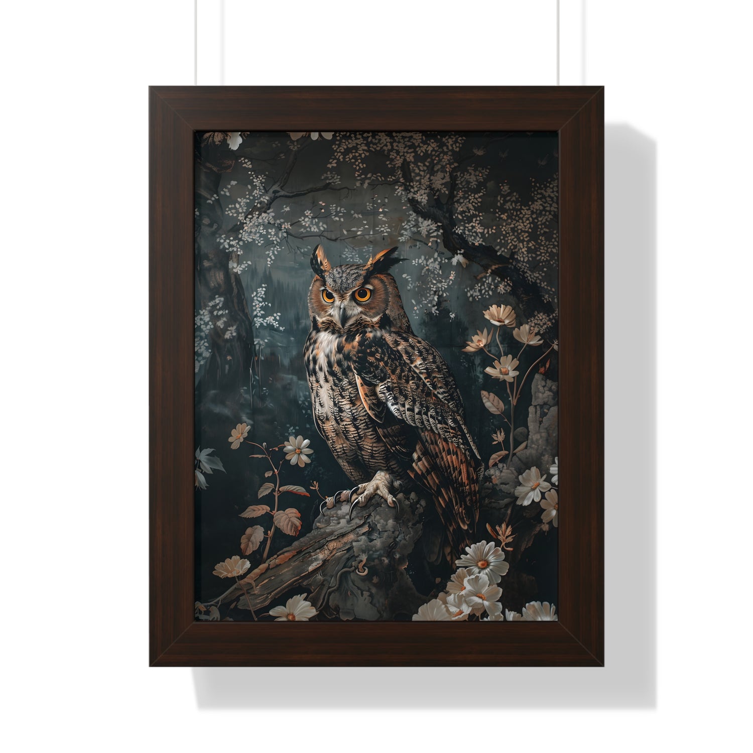 Framed Paper Print - Midnight Watchful Owl