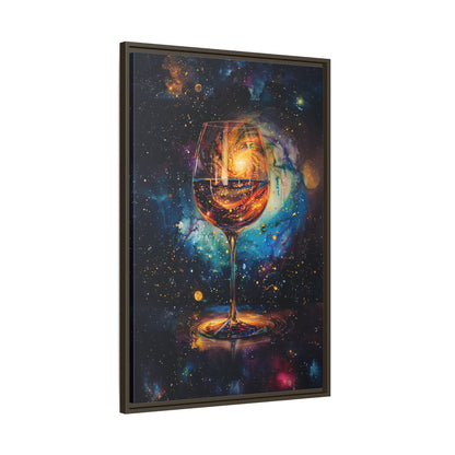 Framed Canvas - Cosmic Swirl in Wine Glass