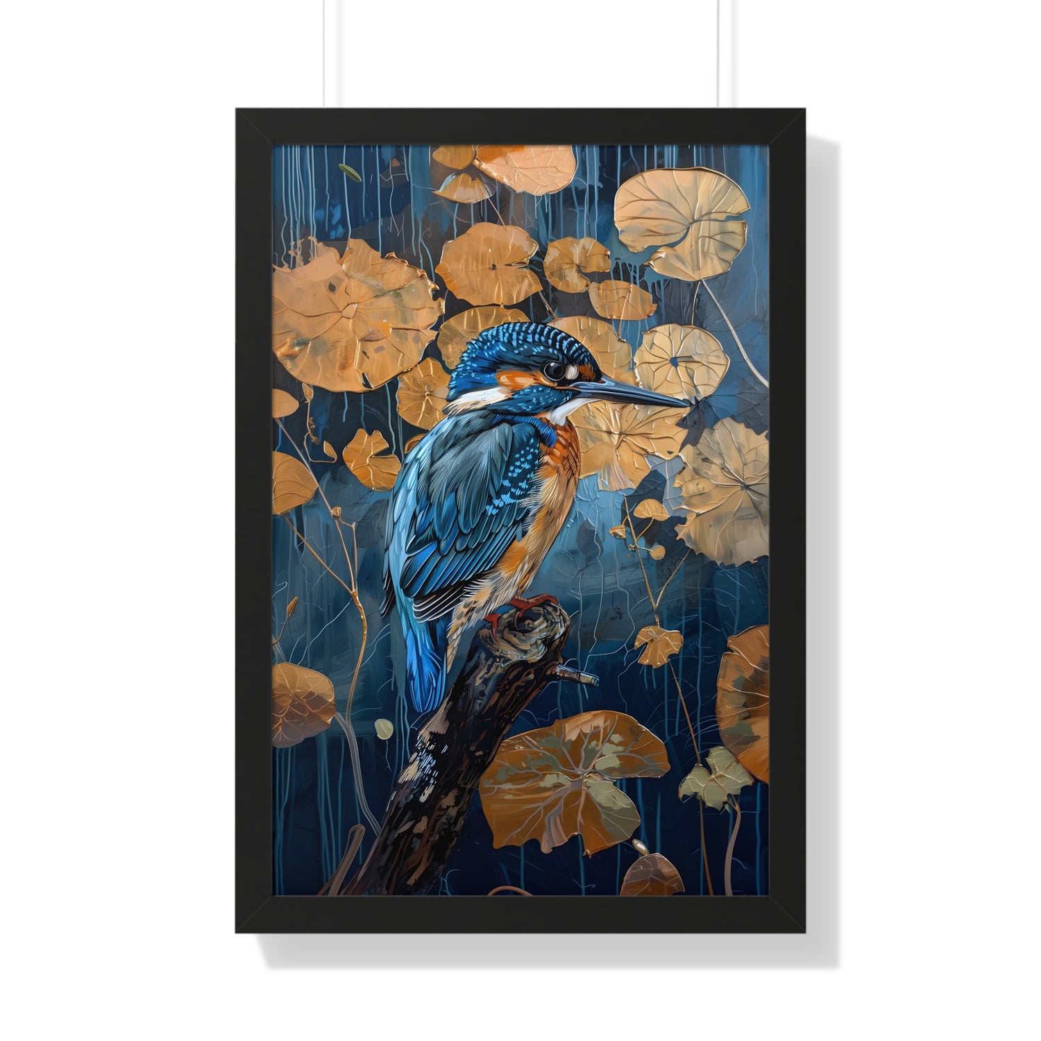 Framed Paper Print - Golden Leaves Kingfisher