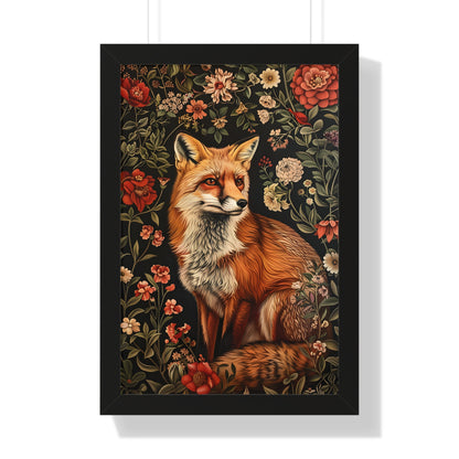 Framed Paper Print - Fox Amongst Floral Whimsy