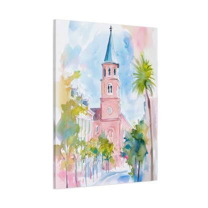 1.25" Matte Canvas - Charleston Steeple in Pastel Haze