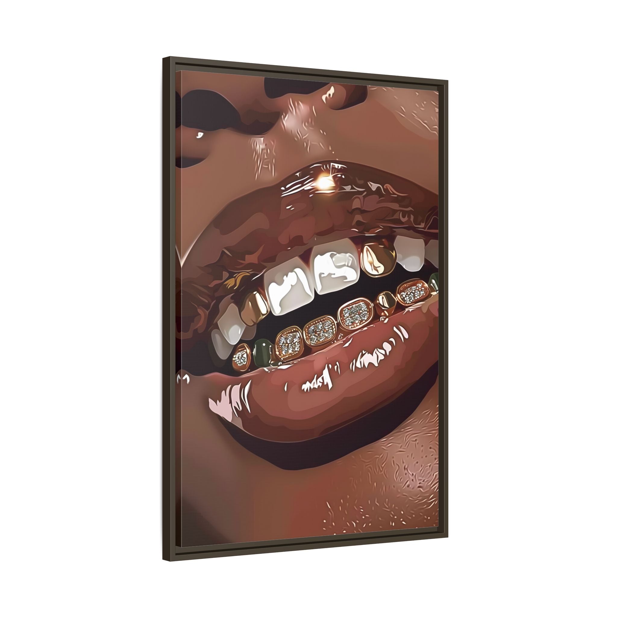 Framed Canvas - Golden Grill Smile