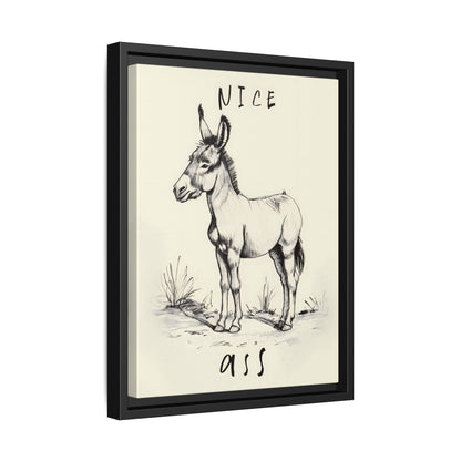 Framed Canvas - Donkey Line Art Humor