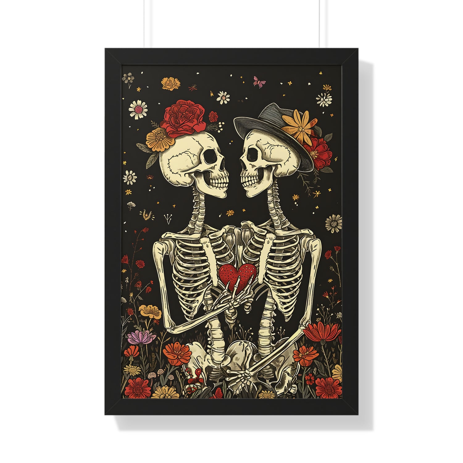 Framed Paper Print - Eternal Love Skeletons