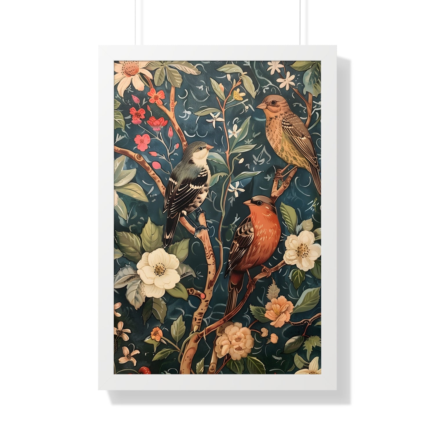 Framed Paper Print - Robin and Sparrow Symphony