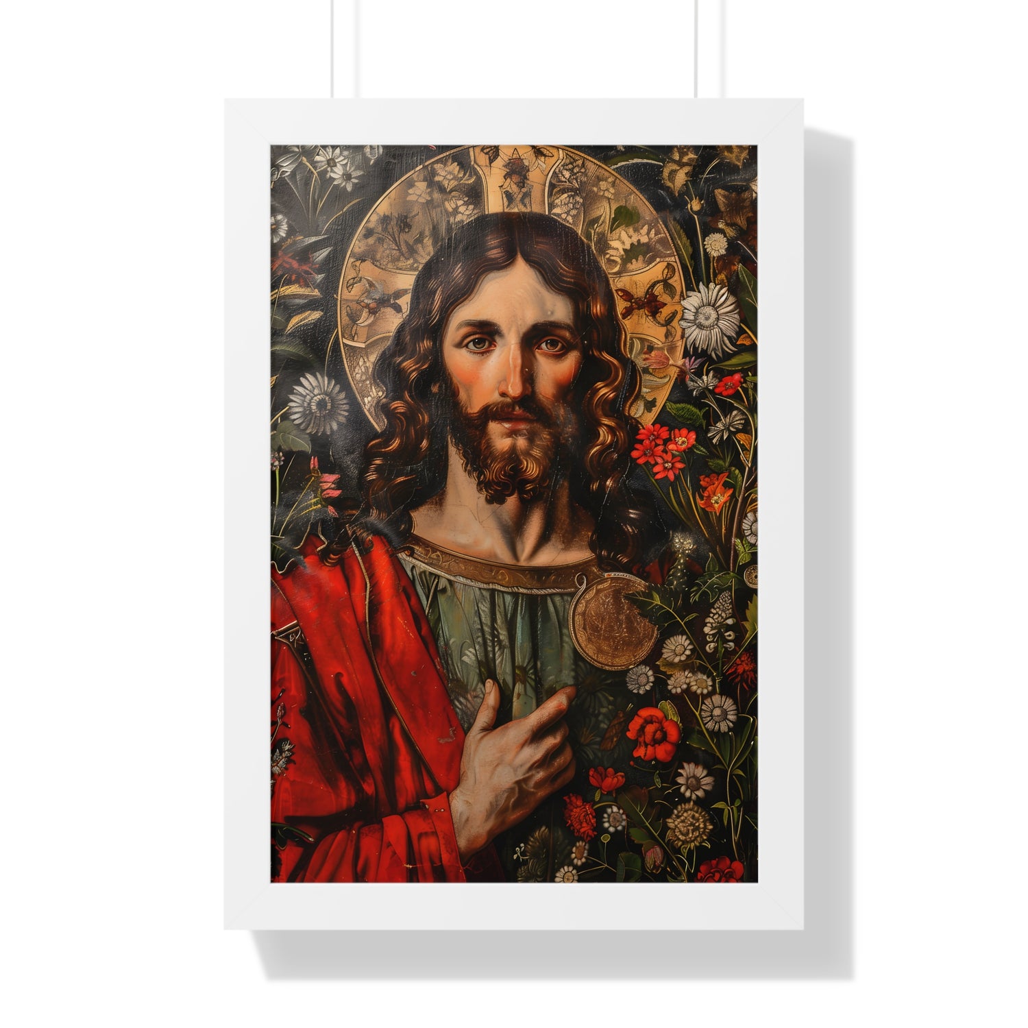 Framed Paper Print - Sacred Floral Savior