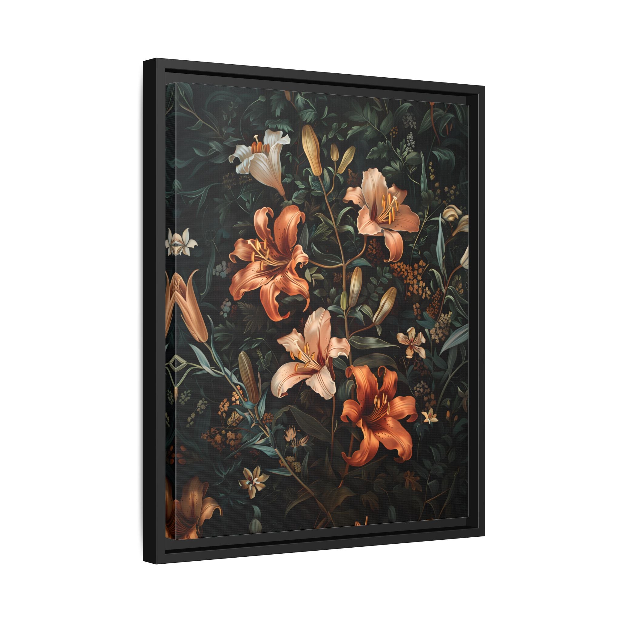 Framed Canvas - Elegant Blooming Lilies