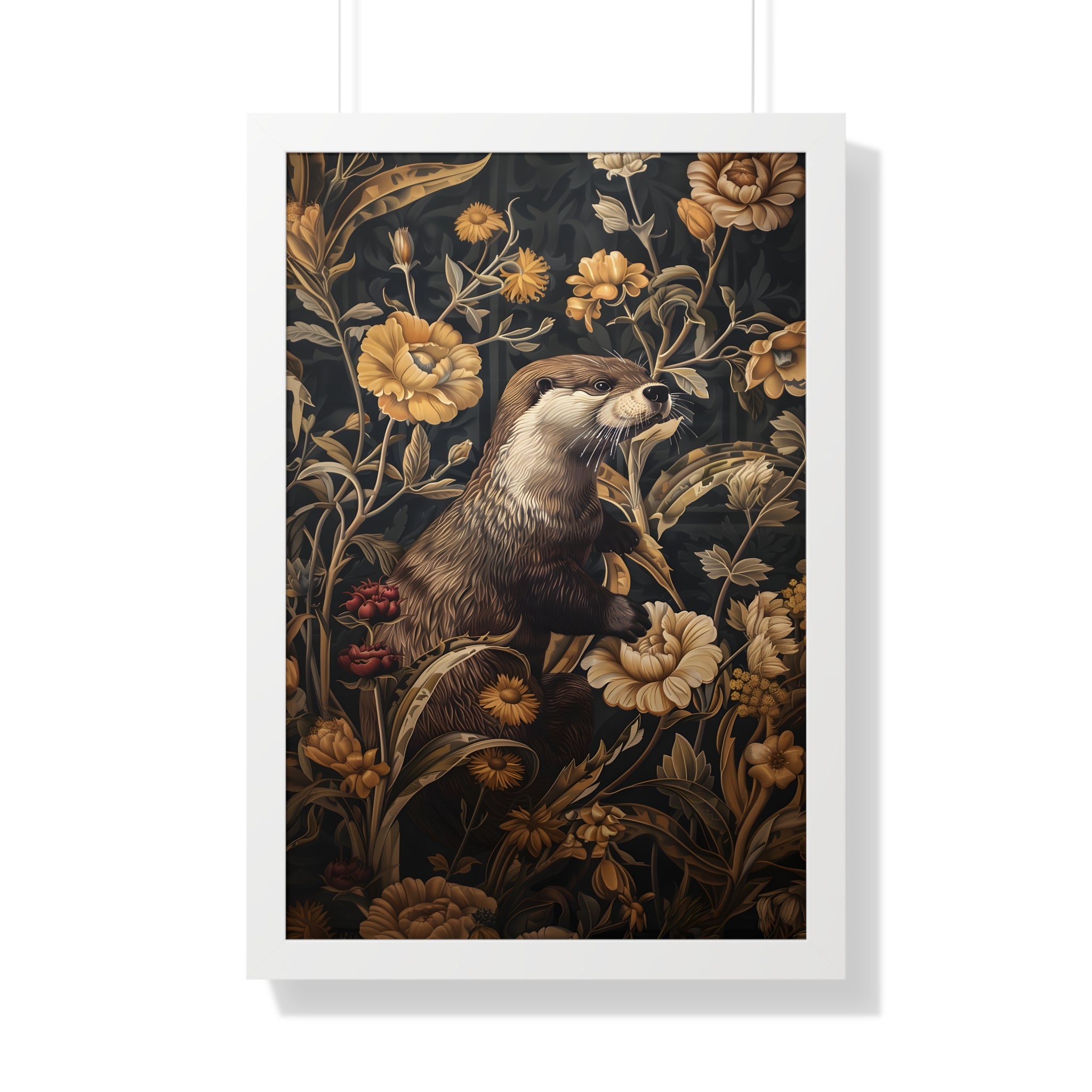 Framed Paper Print - Otter in Floral Paradise