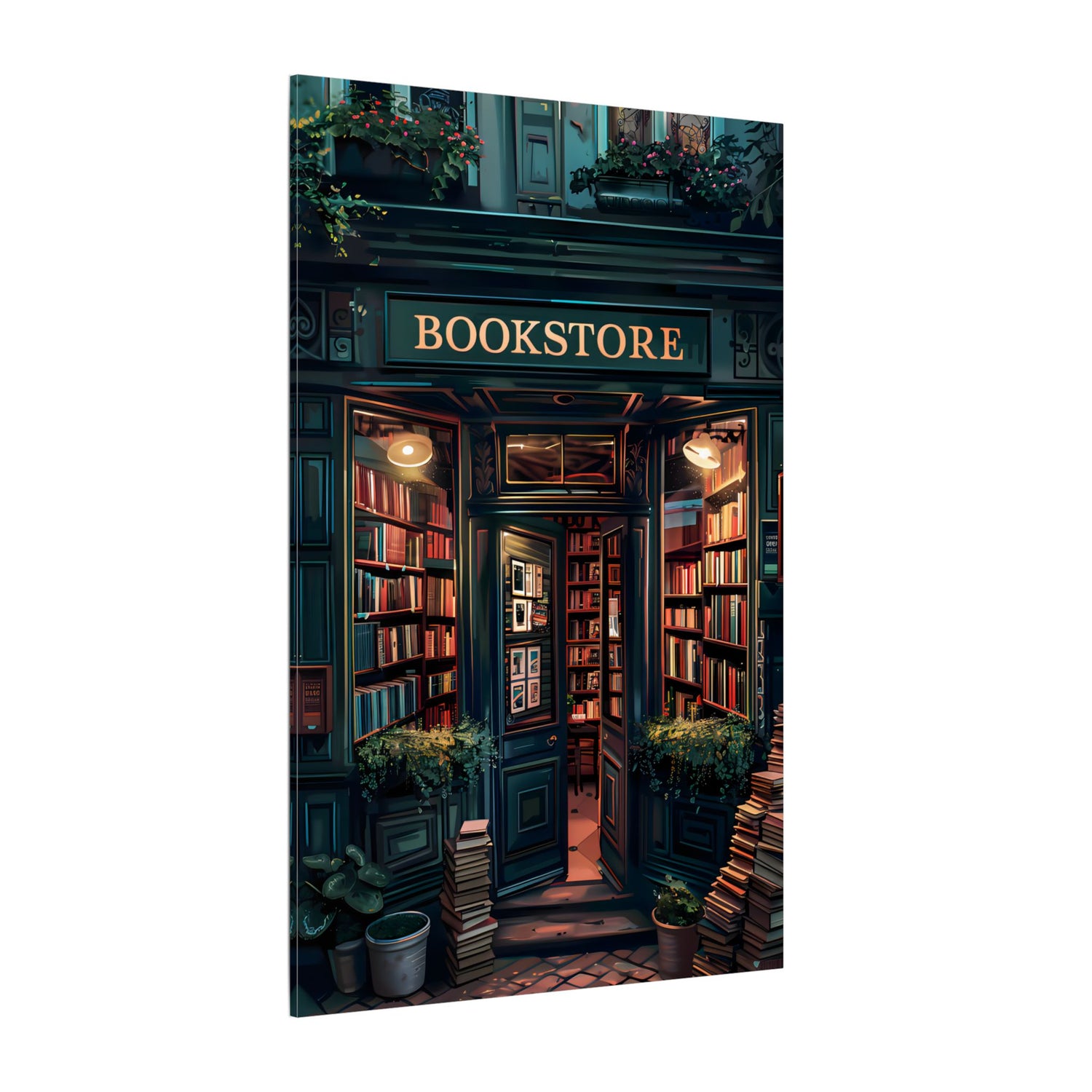 .75" Matte Canvas - Midnight Bookstore Glow