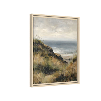 Framed Canvas - Misty Coastal Seascape