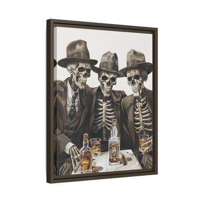 Framed Canvas - Skeleton Whiskey Gentlemen