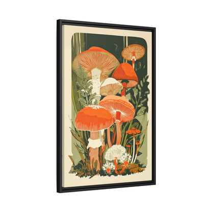 Framed Canvas - Groovy Woodland Mushrooms