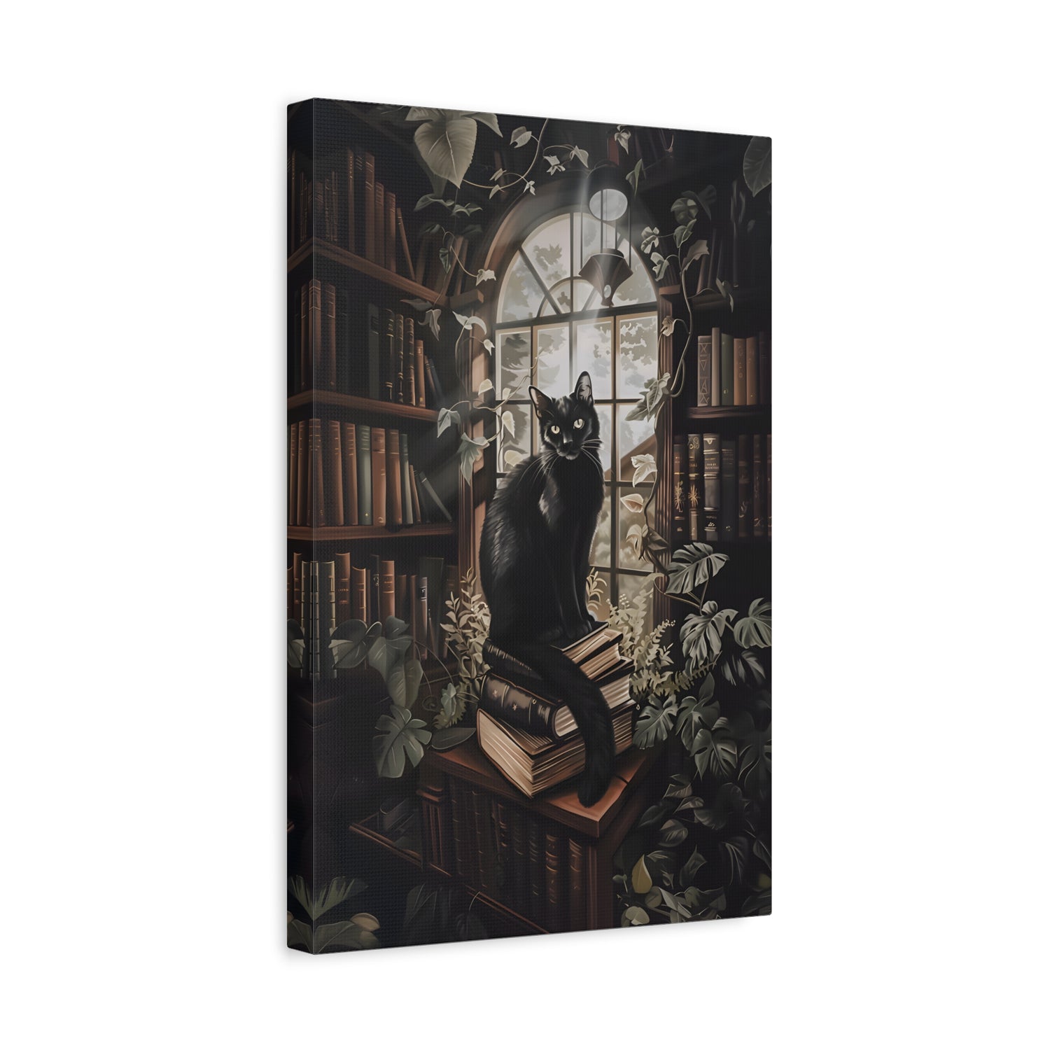 1.25" Matte Canvas - Book Hoarder Feline Gaze