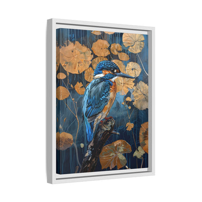 Framed Canvas - Golden Leaves Kingfisher